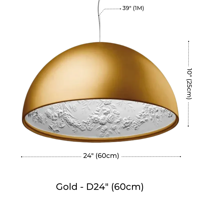 Resin Floral Relief Bloom Dome Pendant Light