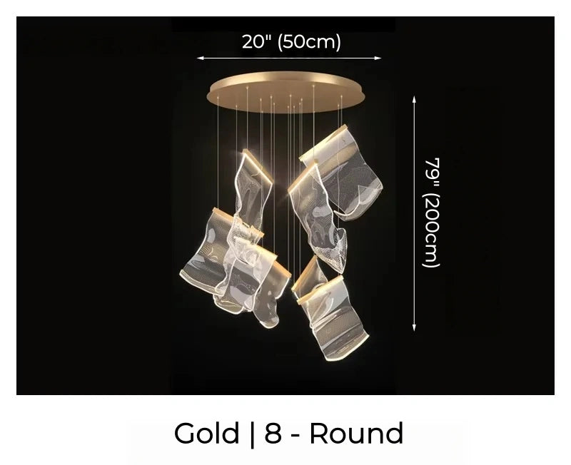 Large Clear Acrylic Flowing Wave Chandelier