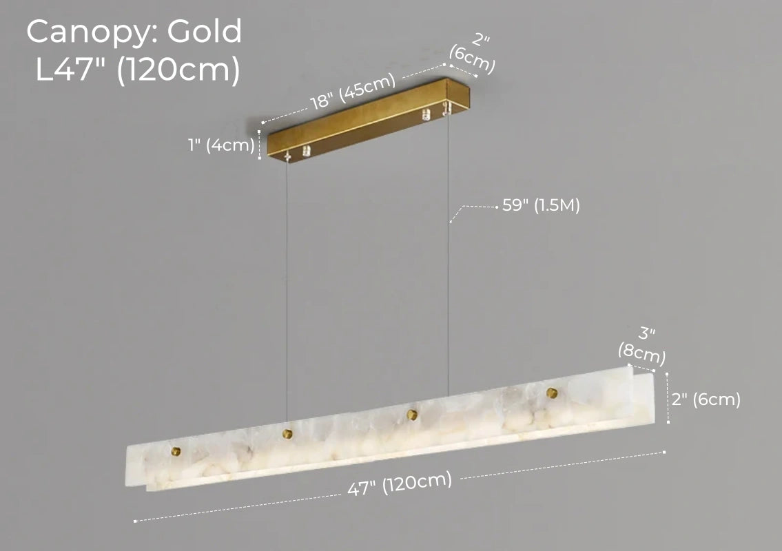 Luxury Alabaster Linear LED Pendant Light, Minimalist