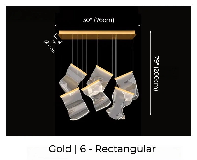 Large Clear Acrylic Flowing Wave Chandelier