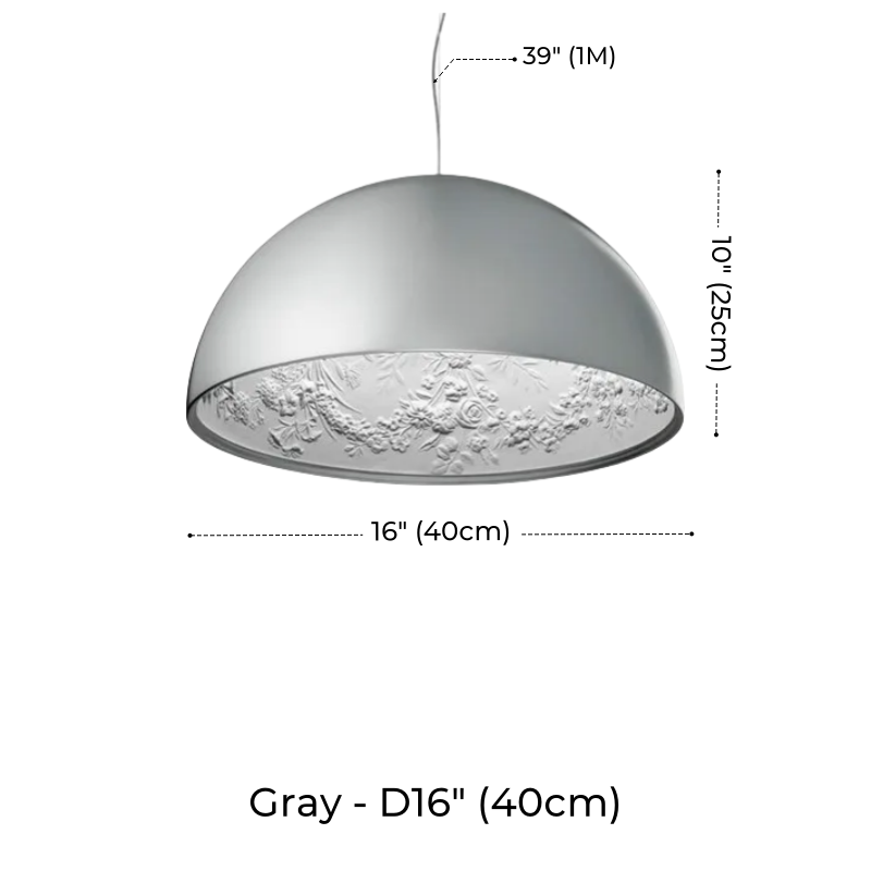 Resin Floral Relief Bloom Dome Pendant Light