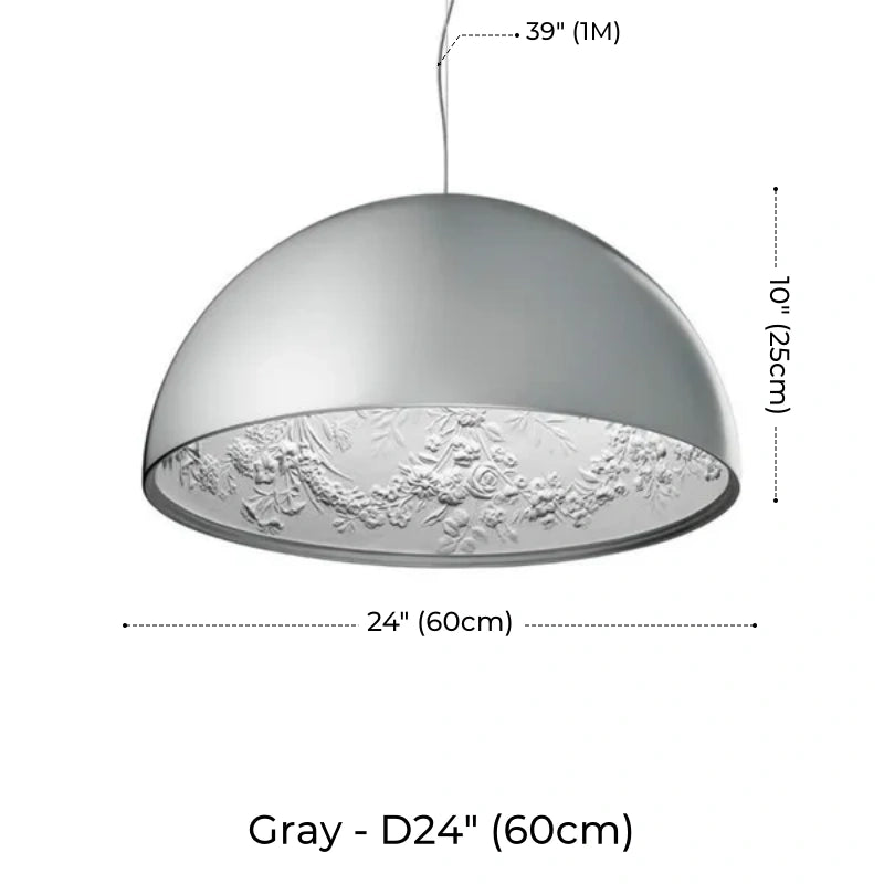 Resin Floral Relief Bloom Dome Pendant Light