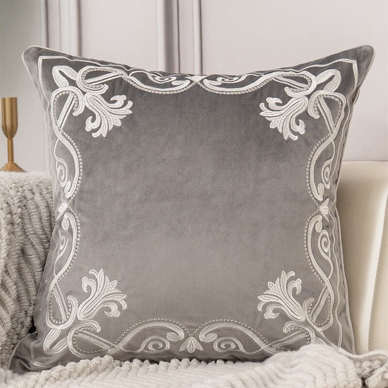 Royal Baroque Embroidered Velvet Pillow Case