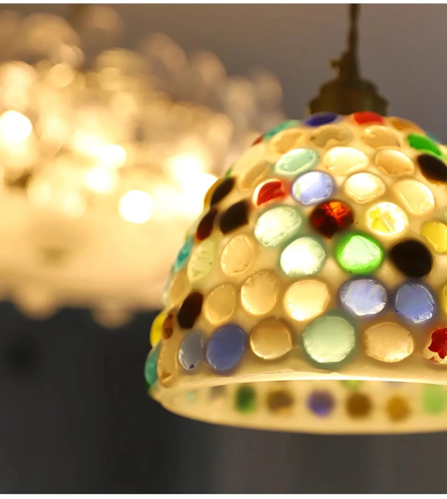 Colorful Shell Pendant Light, Coastal Boho Lighting, Natural Shell ...