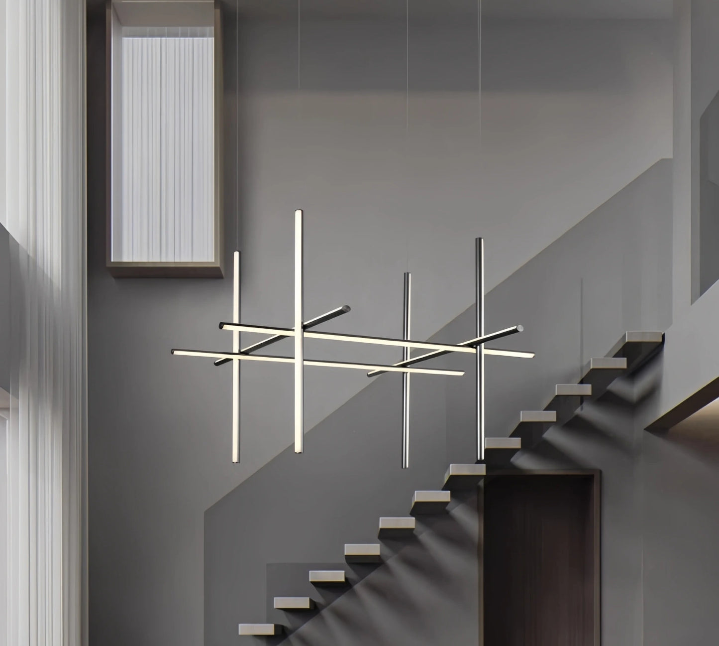 Minimalist Modular Aluminum Tube LED Chandelier