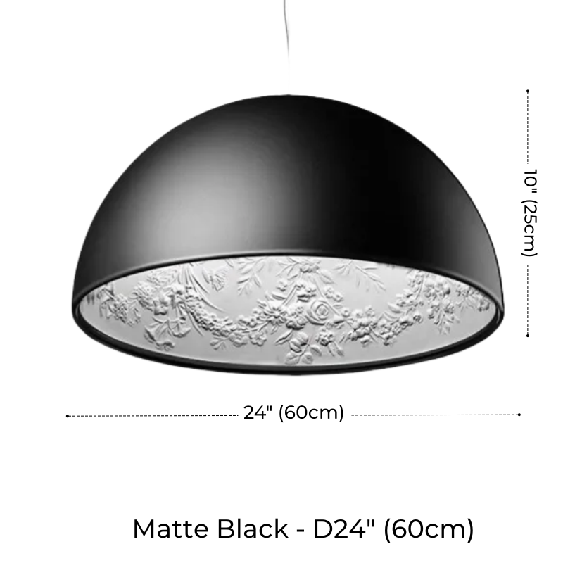 Resin Floral Relief Bloom Dome Pendant Light