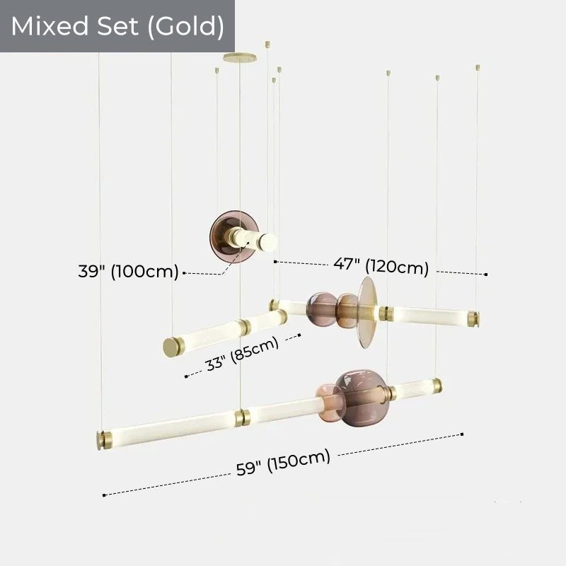 Italian Flute Linear Tube Glass Chandelier