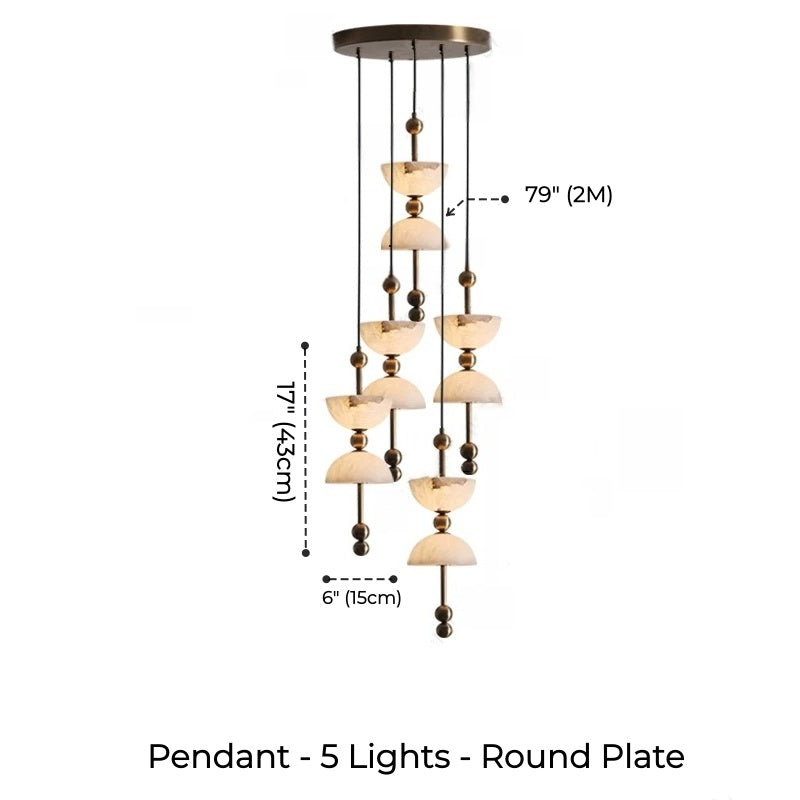Celeste Double Dome Alabaster Pendant Light