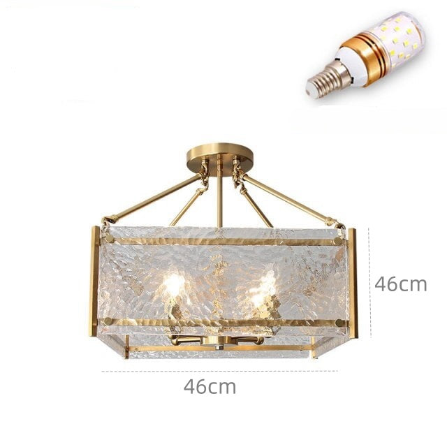 Modern Gold Square Glass Small Kitchen Chandelier