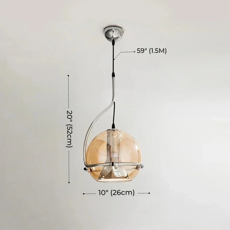 Adjustable Amber Glass Globe Pendant Light