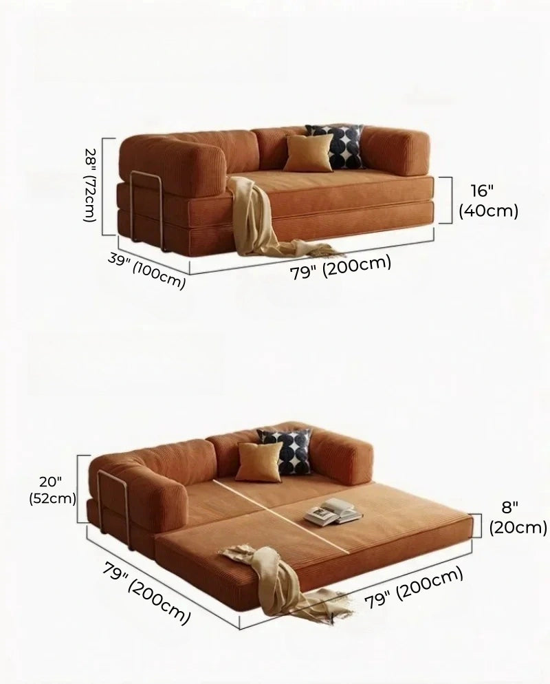 Foldable Corduroy Sofa Bed – Modern Minimalist Living Room Seating for Small Spaces