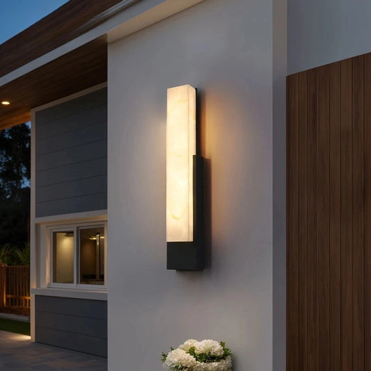 Outdoor Minimalist Alabaster LED Wall Sconce, Waterproof