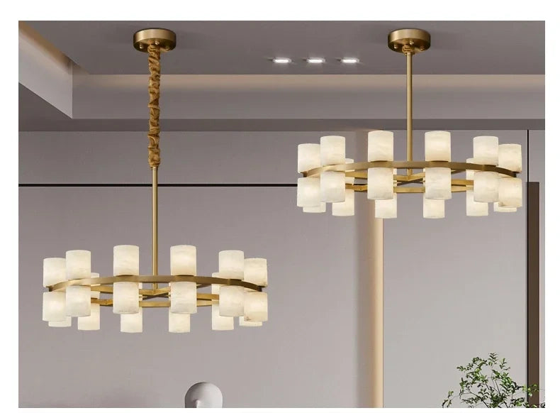 Grand Alabaster Cylinder LED Chandelier