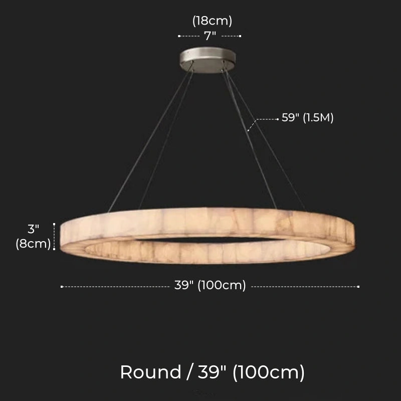 Minimalist Multi-Tier Ring Alabaster Chandelier