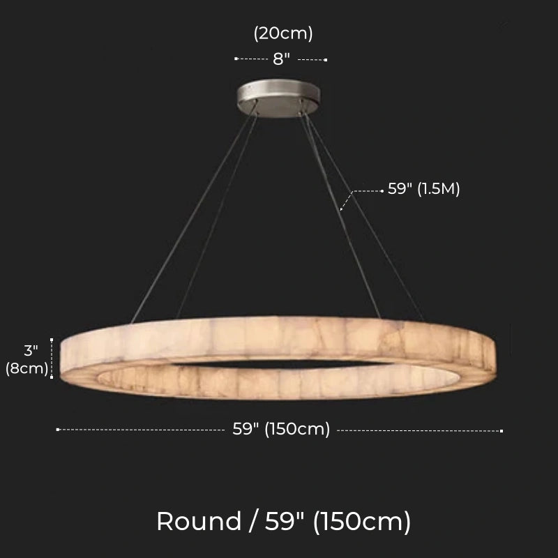 Minimalist Multi-Tier Ring Alabaster Chandelier