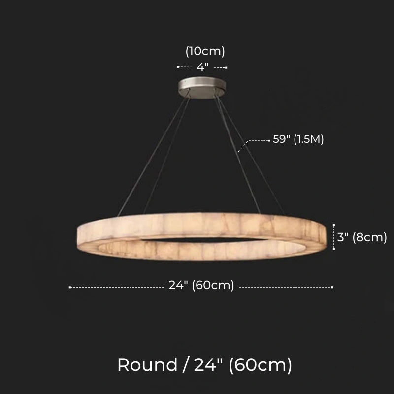 Minimalist Multi-Tier Ring Alabaster Chandelier