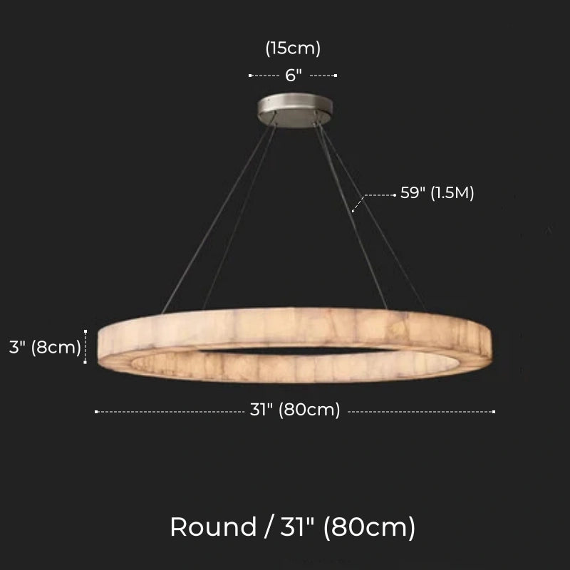 Minimalist Multi-Tier Ring Alabaster Chandelier