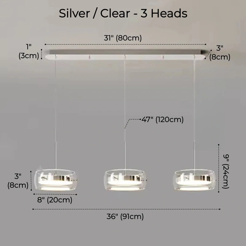 Liora Drum Glass LED Kitchen Island Pendant Light