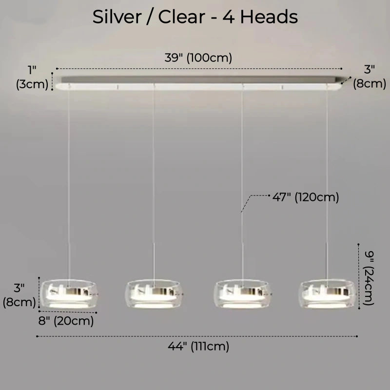Liora Drum Glass LED Kitchen Island Pendant Light