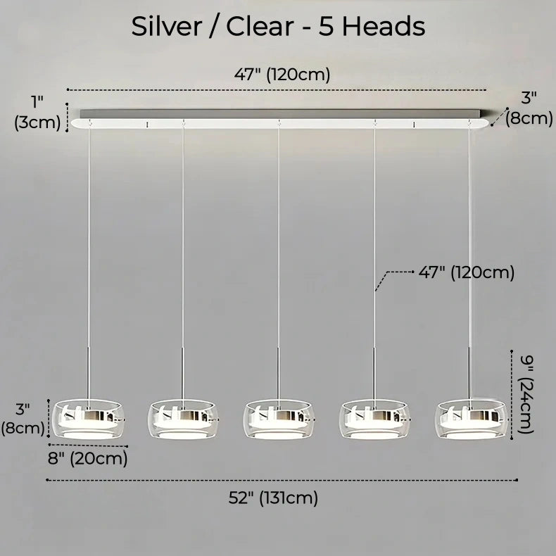 Liora Drum Glass LED Kitchen Island Pendant Light