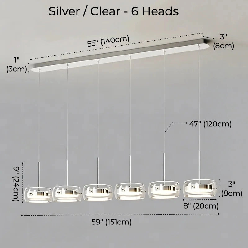 Liora Drum Glass LED Kitchen Island Pendant Light