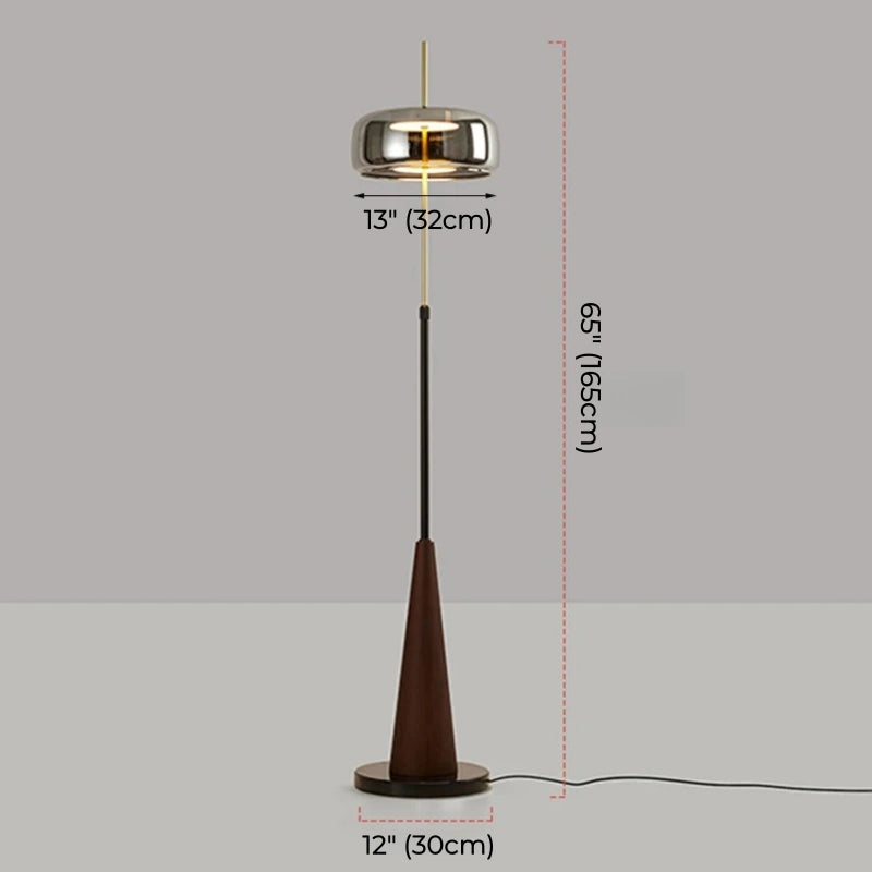 Mallory Glass Floor Lamp, Smoky Gray
