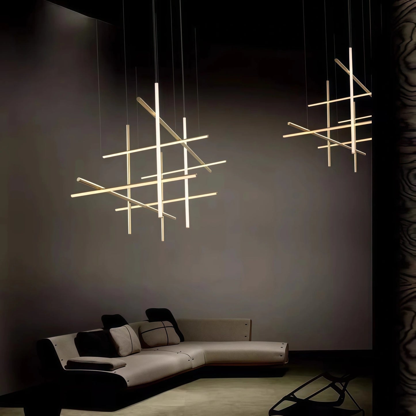 Minimalist Modular Aluminum Tube LED Chandelier