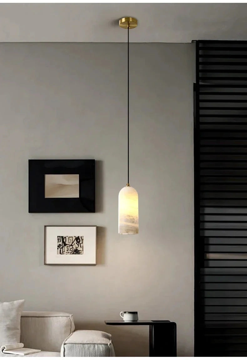 Natural Alabaster Lighting, Minimalist Alabaster Pendant Light, Soft ...