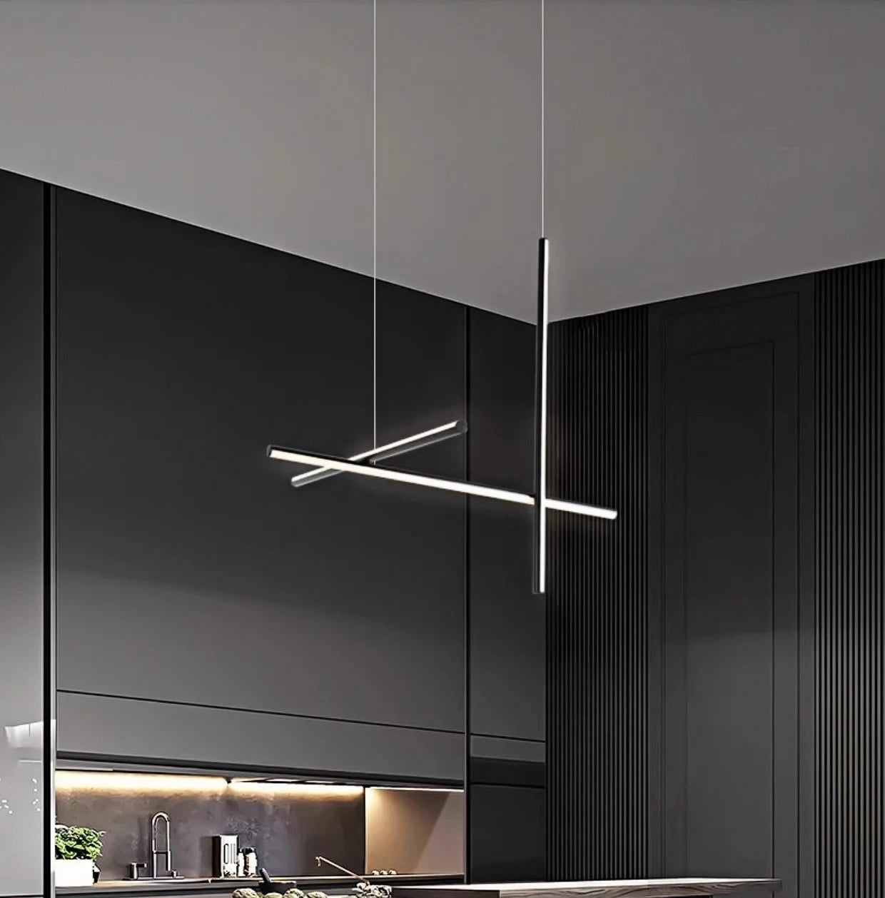 Minimalist Modular Aluminum Tube LED Chandelier