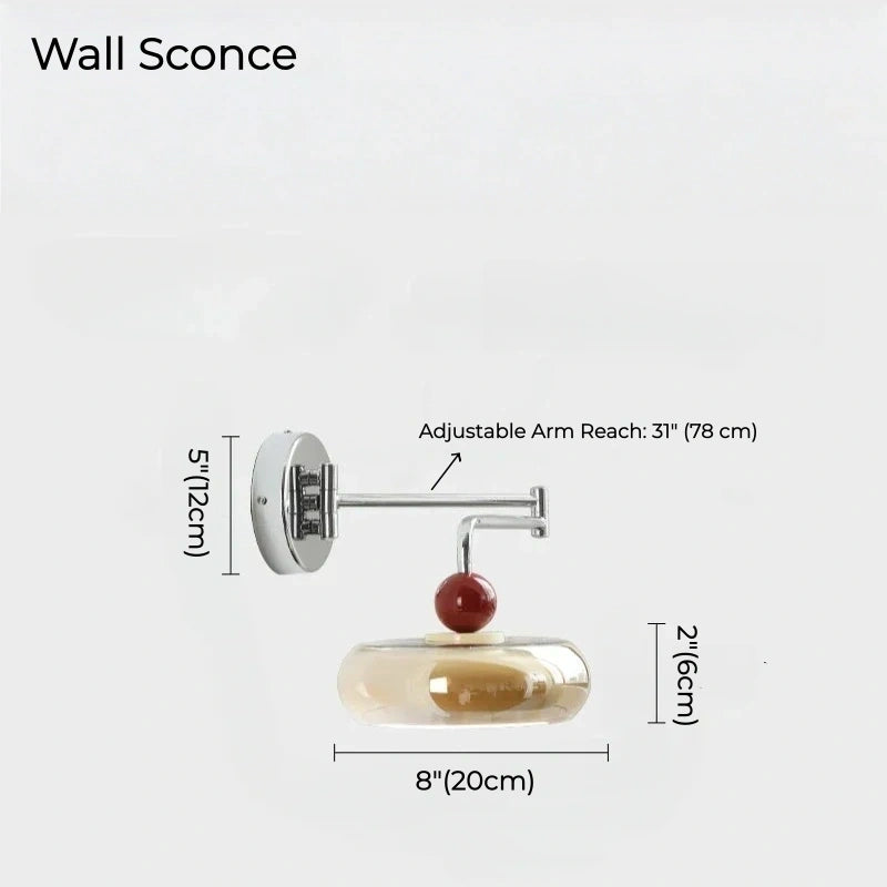 Marcella Amber Glass Adjustable Swing Arm Wall Sconce