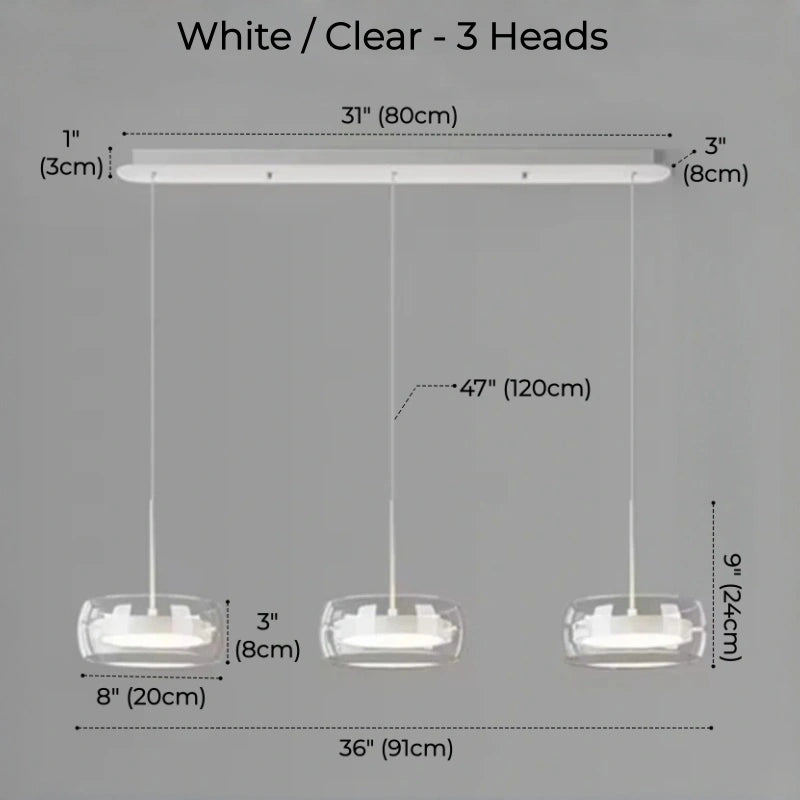 Liora Drum Glass LED Kitchen Island Pendant Light