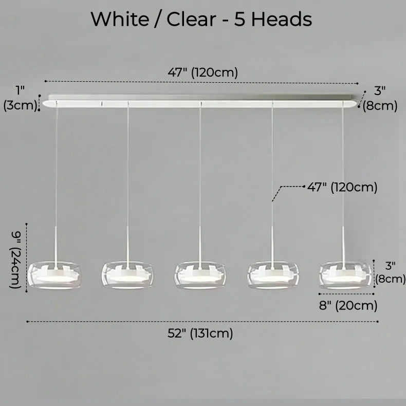 Liora Drum Glass LED Kitchen Island Pendant Light