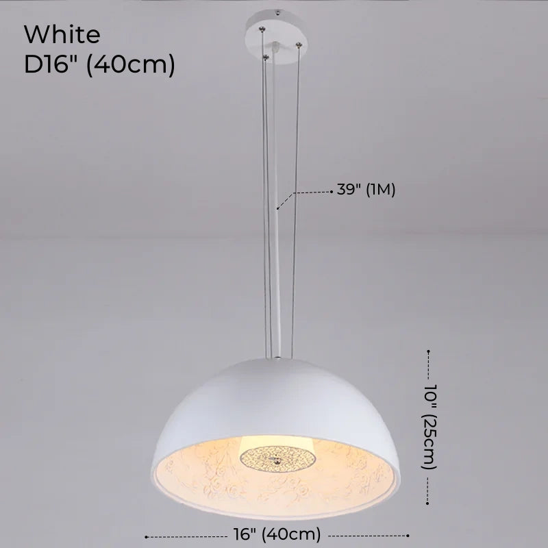 Resin Floral Relief Bloom Dome Pendant Light