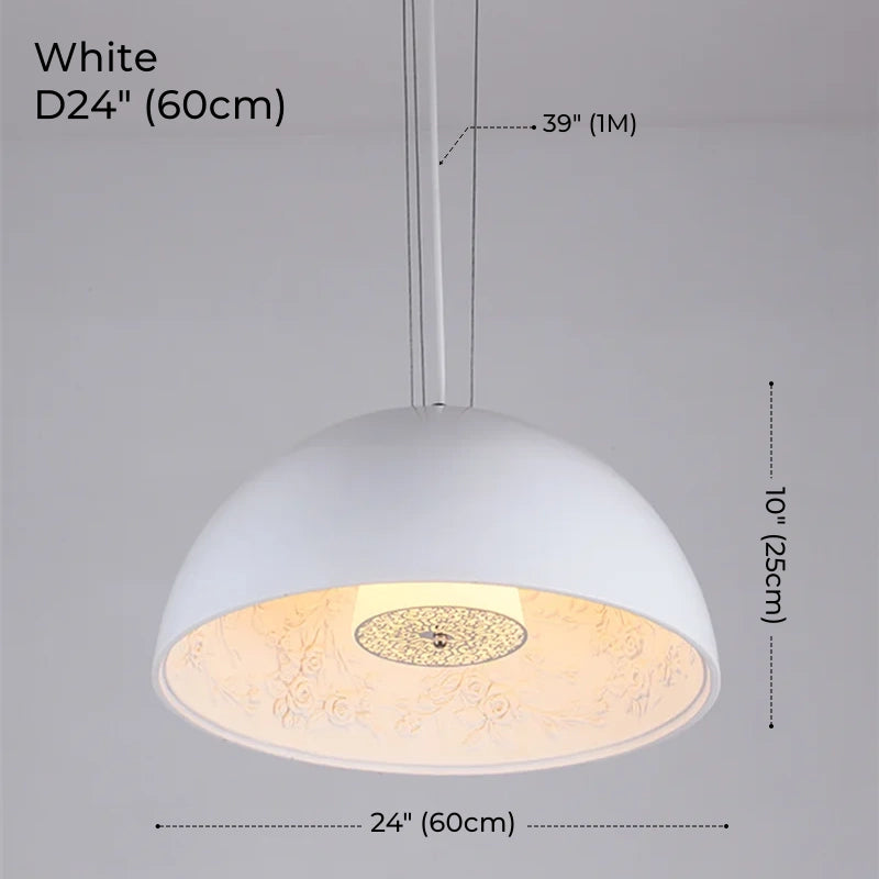 Resin Floral Relief Bloom Dome Pendant Light