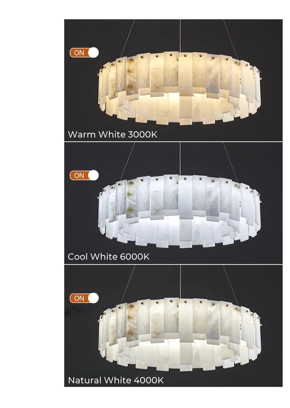 Mallory Multi-Tier Panels Alabaster Chandelier