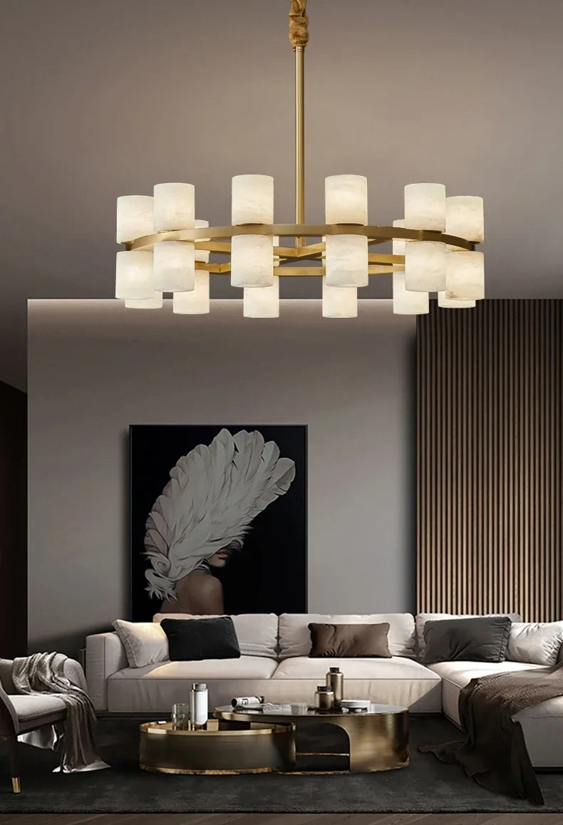 Grand Alabaster Cylinder LED Chandelier