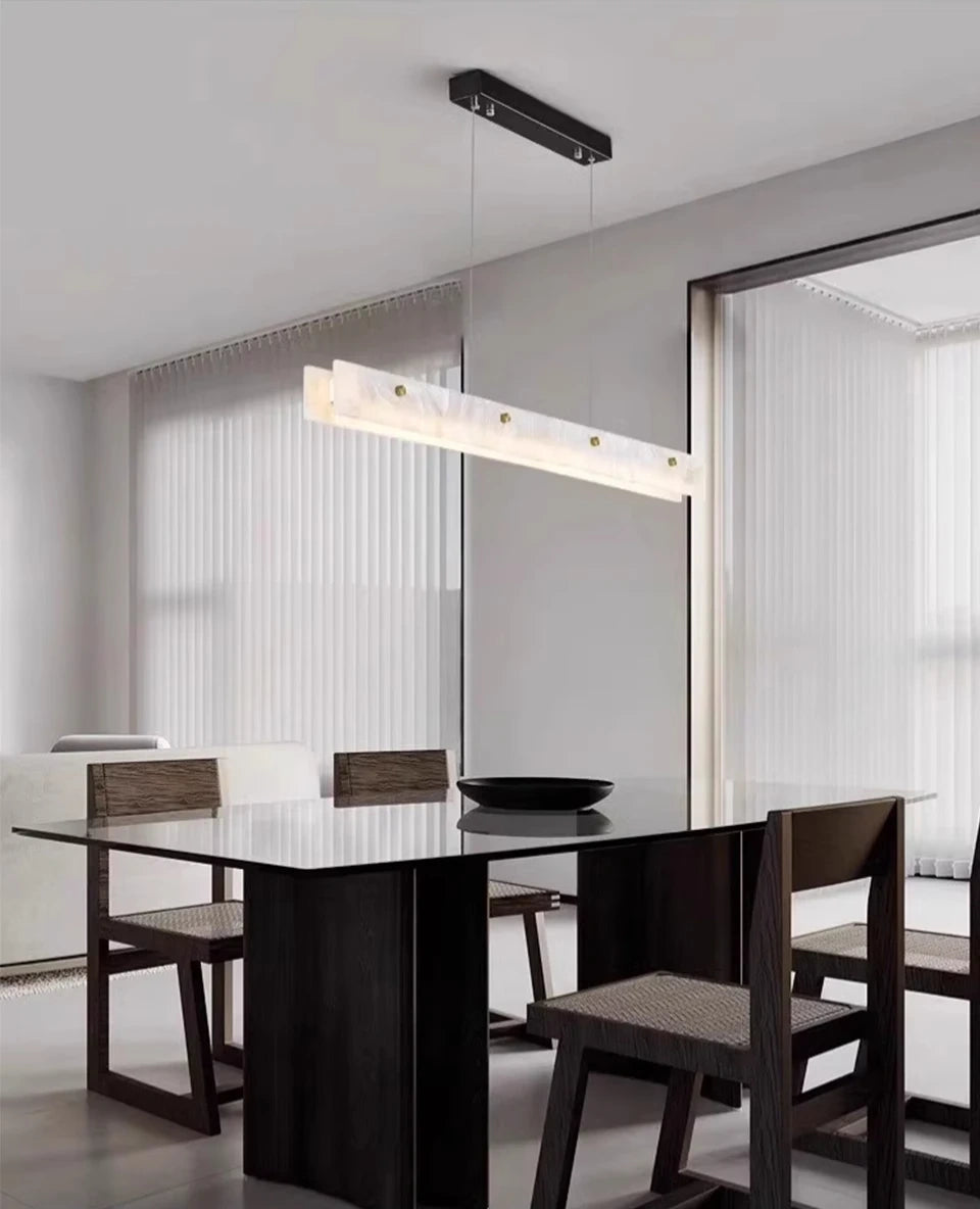 Luxury Alabaster Linear LED Pendant Light, Minimalist