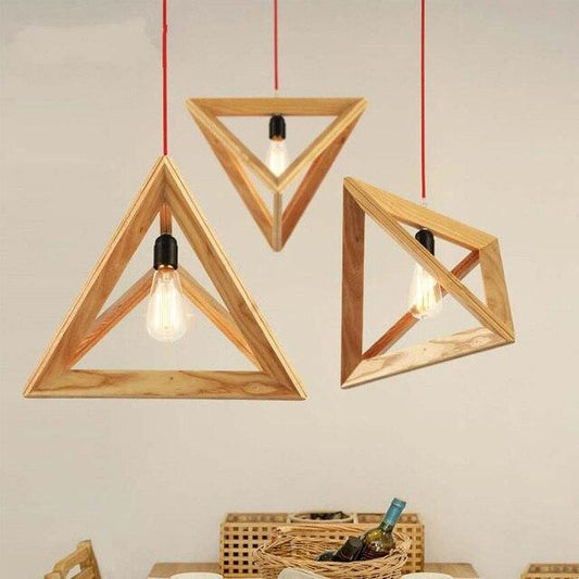 Japanese Wood Triangle Pendant Light