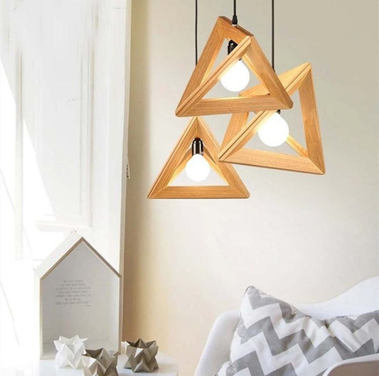 Japanese Wood Triangle Pendant Light
