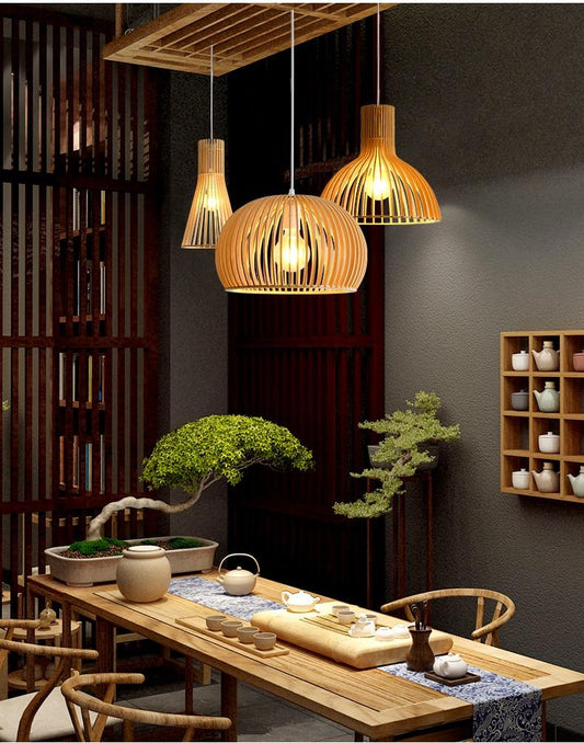 Cone Villa Ubud Wood Pendant Light