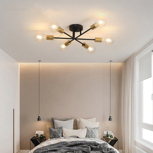 Sputnik Black Flush Mount Ceiling Light