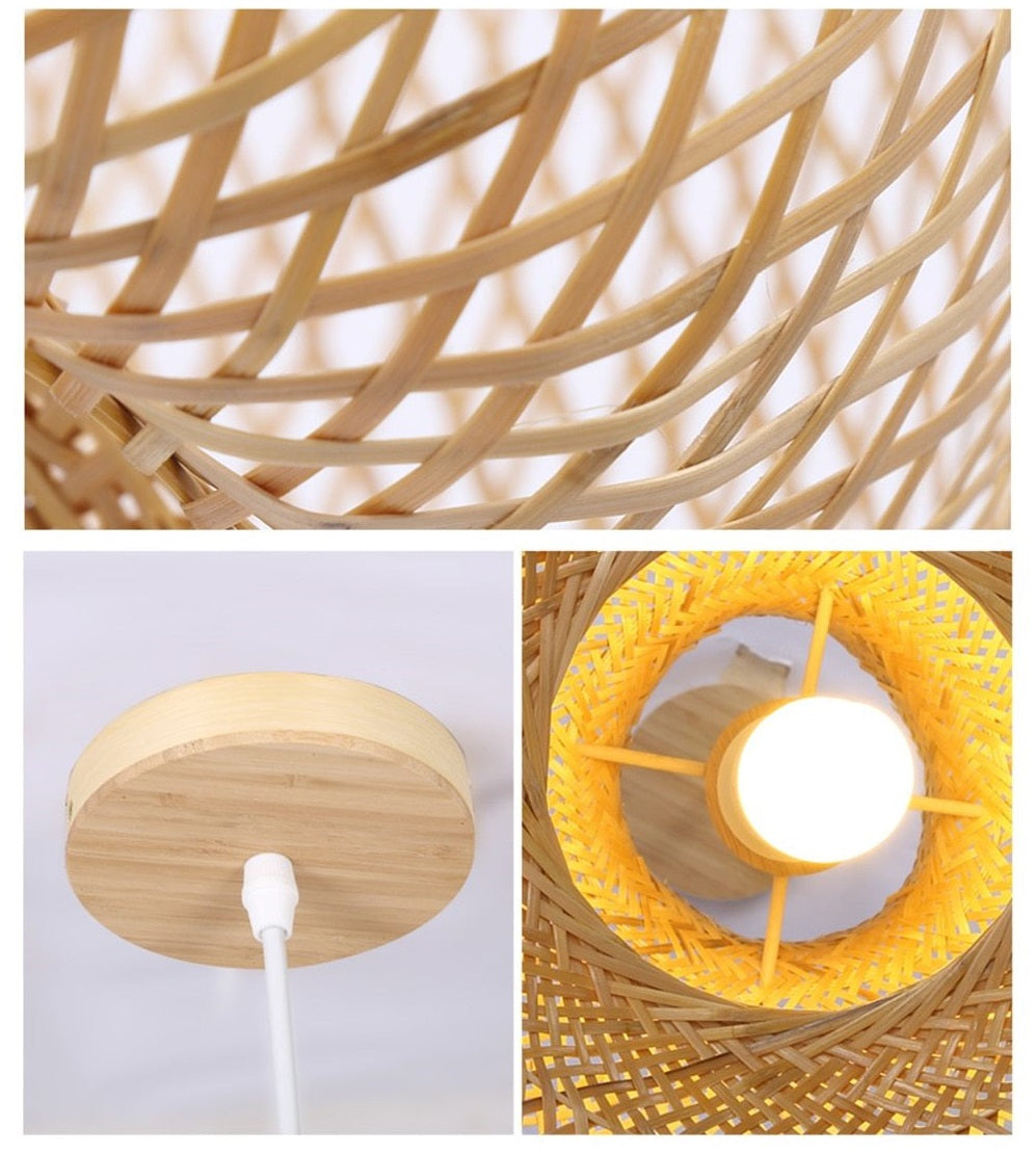 Japanese Vintage Hand-Made Bamboo Pendant Light