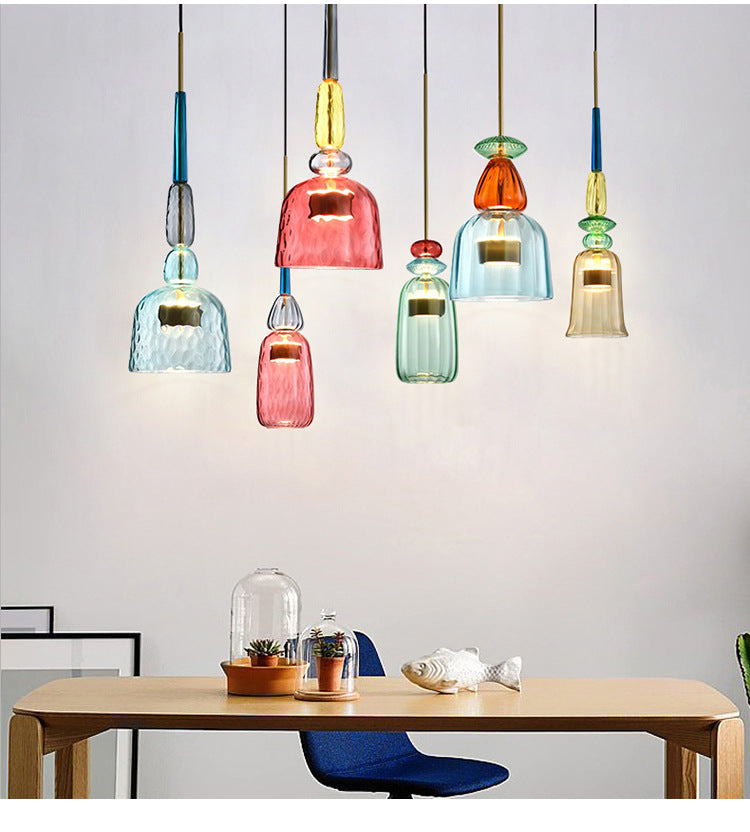 Olivia Multi-Color Candy Glass LED Pendant Light - Vibrant Glass ...