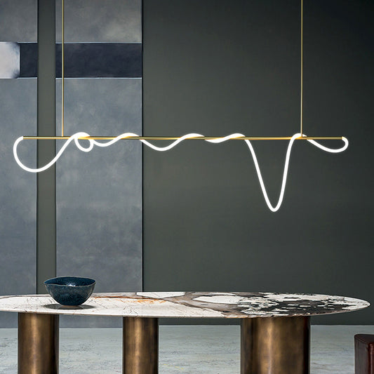 Twisted LED Minimalist Chandelier, Gold