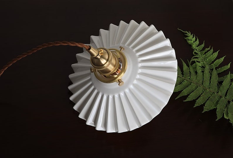 White Ceramic Pleated Pendant Light