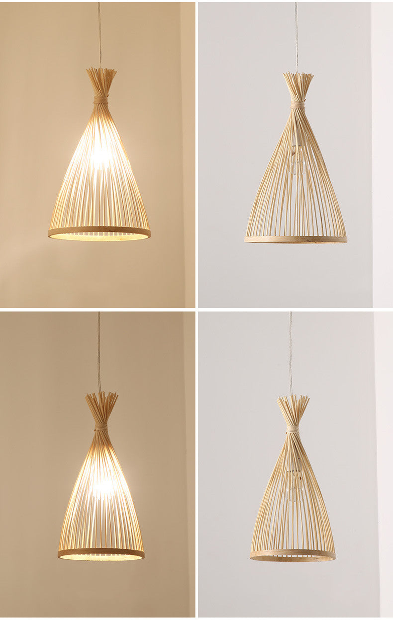 Japanese Bamboo Cone Pendant Light