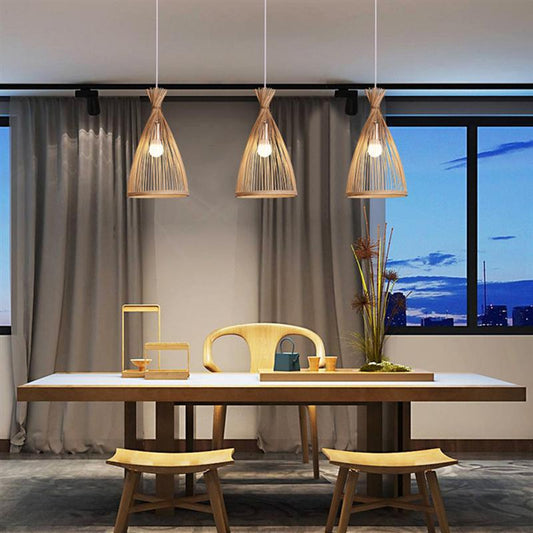 Japanese Bamboo Cone Pendant Light