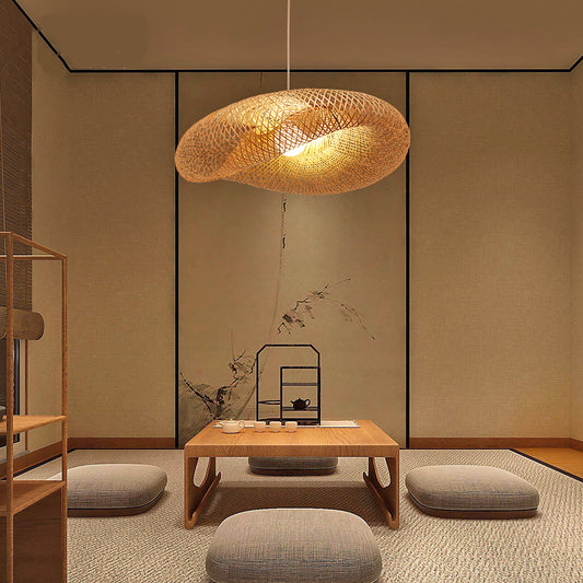 Japanese Vintage Hand-Made Bamboo Pendant Light