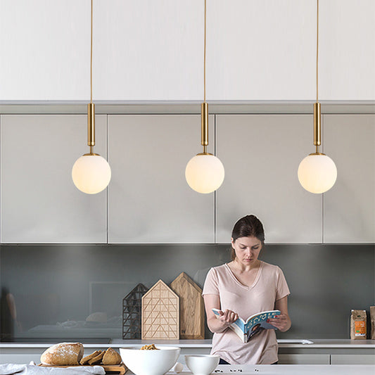 Single Frosted Globe Pendant Light Gold