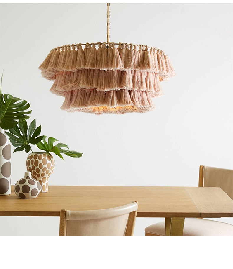 Nordic Pink Tassels Chandelier, Wall Lamp